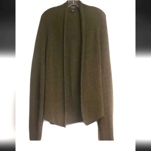 Eileen Fisher Olive Green  Merino Wool Alpaca Plush Melange Cardigan Sweater XS